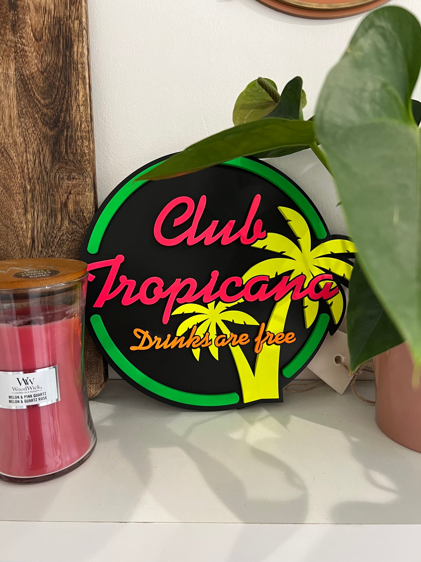 Club Tropicana Fluorescent Bar Sign | Glows Under Black Light