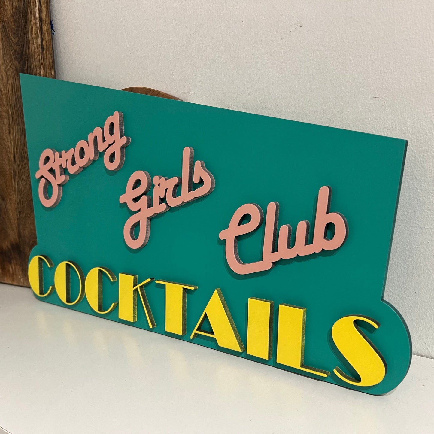 Personalised 80s Art Deco Revival Cocktail Bar Sign