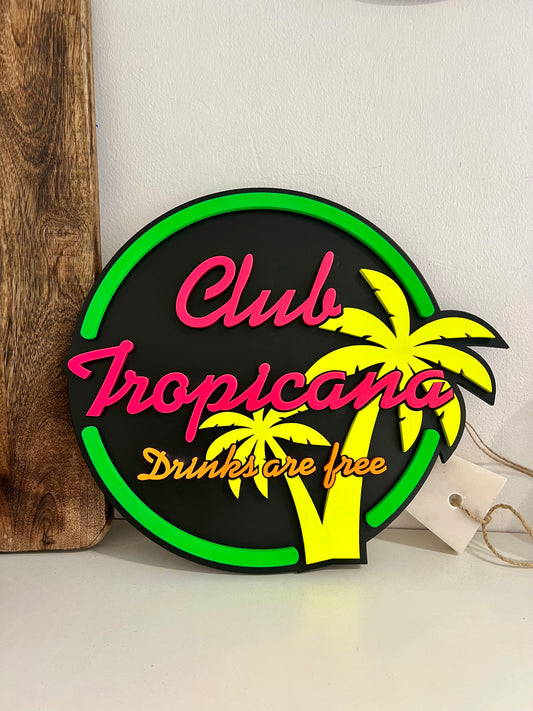 Club Tropicana Fluorescent Bar Sign | Glows Under Black Light