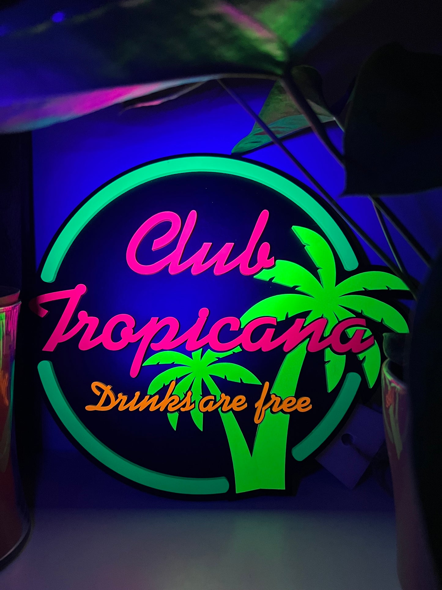 Club Tropicana Fluorescent Bar Sign | Glows Under Black Light