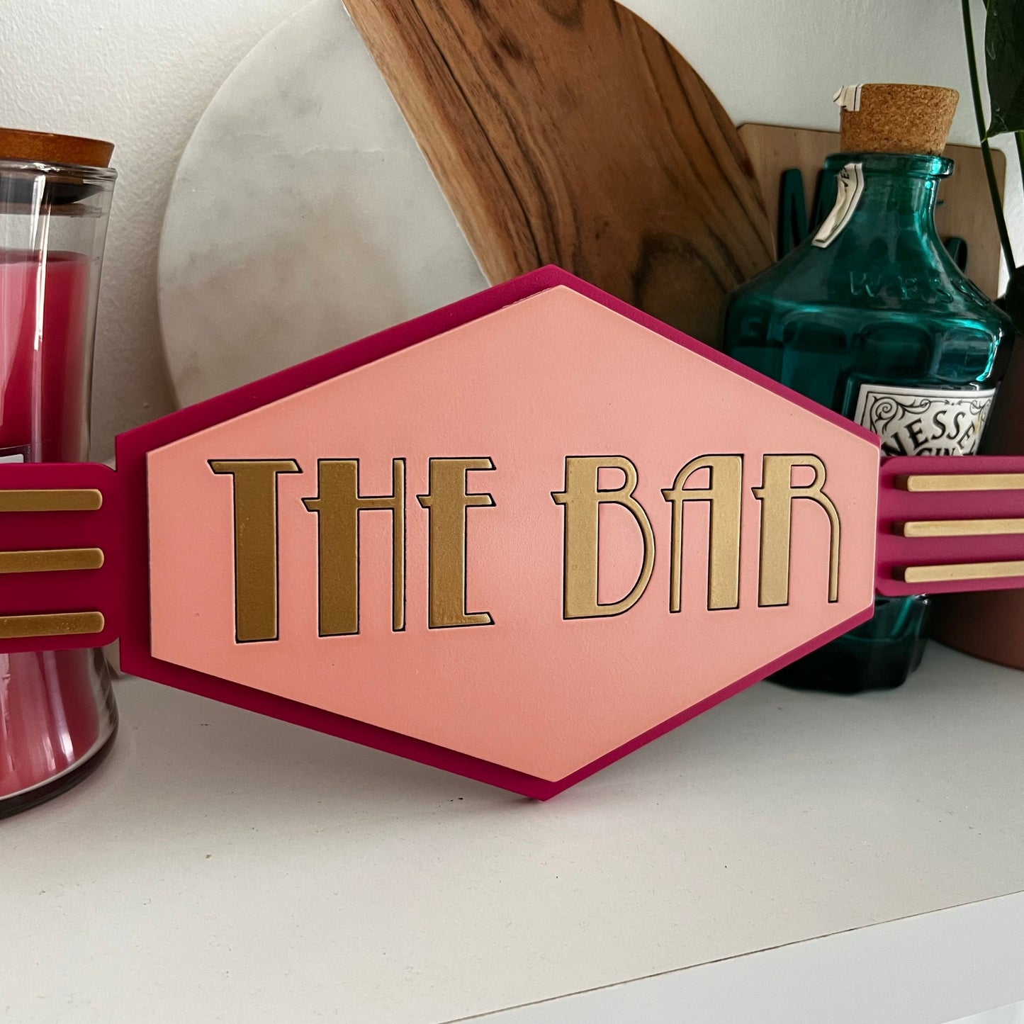 The Bar Hexagon Art Deco Style Sign