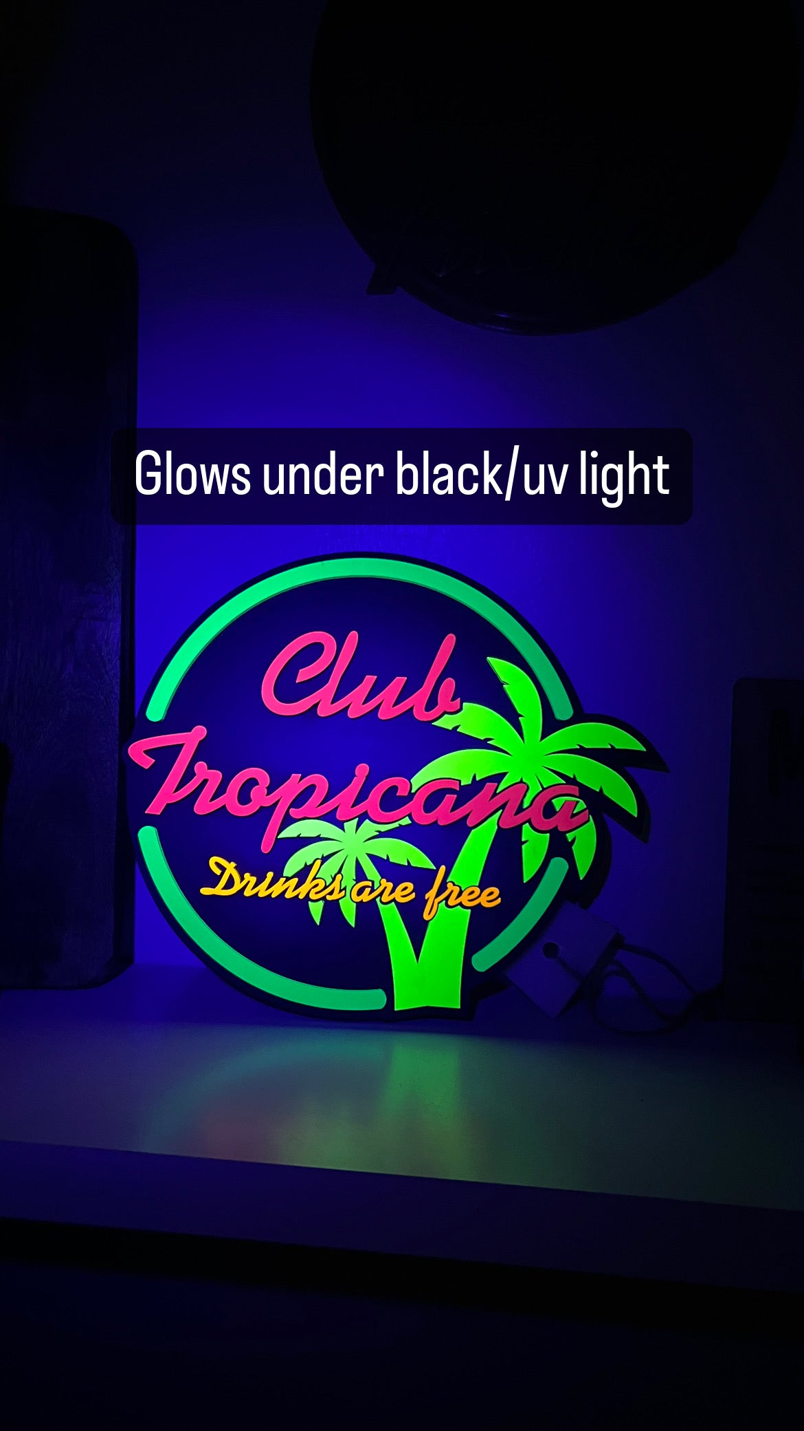 Club Tropicana Fluorescent Bar Sign | Glows Under Black Light