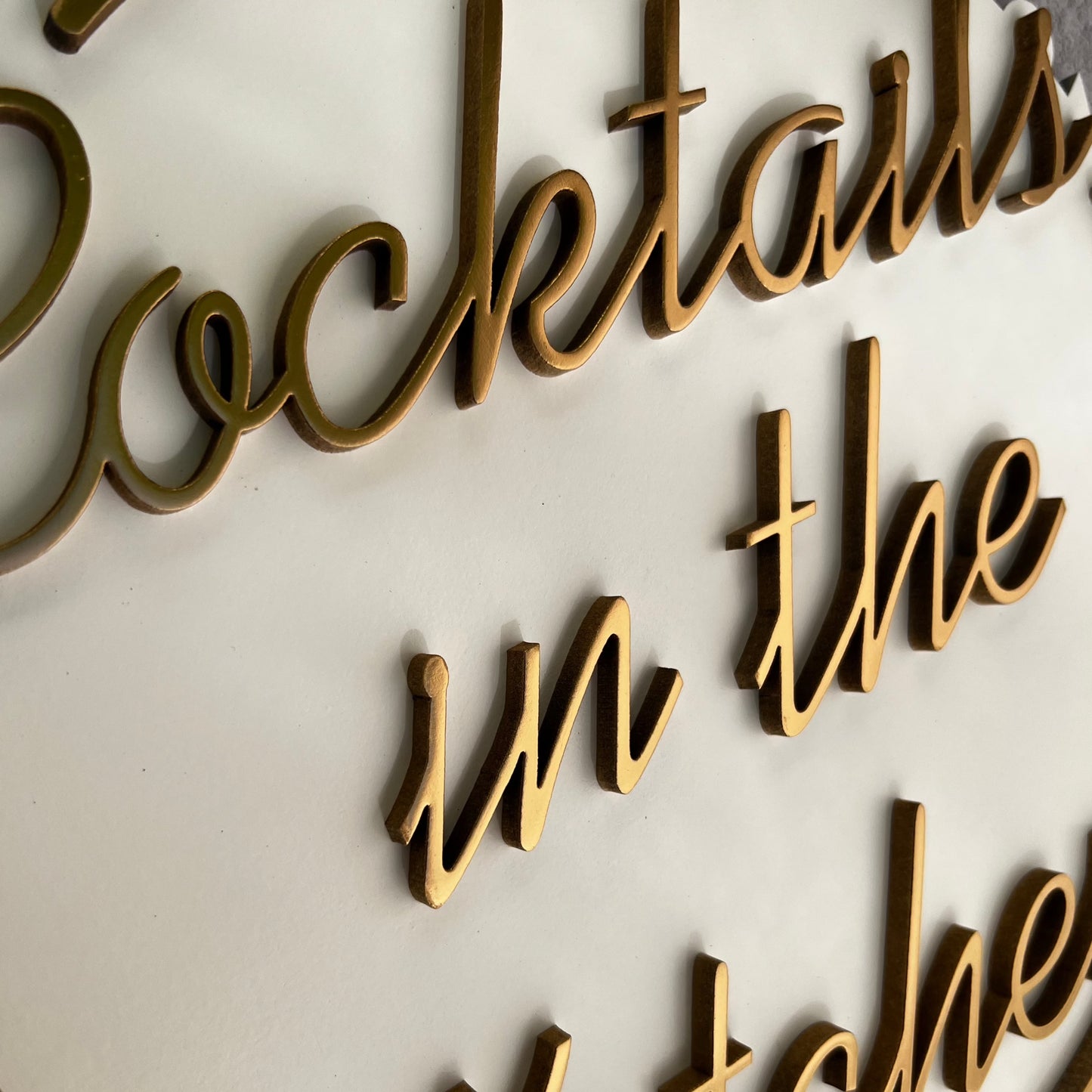 Close up of cocktails in the kitchen sign